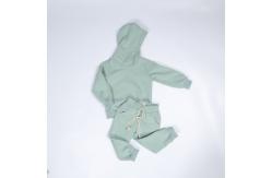 China Green Plain Pullover Sweatshirt 300gsm Classic Sweat Pants Set With Fleece Fabric supplier
