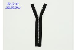 China Close End Two Way Open Ended Zip , Garments / Pants Crotch Black Metal Zipper supplier