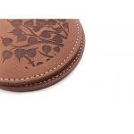 Debossed Logo Drink Coasters With Logo PU Leather Brown Pantone for sale