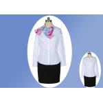 Casual V Neck Office Work Uniforms , White Lapel Collar Womens Work Uniforms for sale