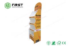 China Custom Recyclable Glossy Printed Paper Cardboard Floor Display Shelf For Promotion supplier