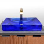 Glazed Rectangular Bathroom Wash Basins Countertop Mounted for sale