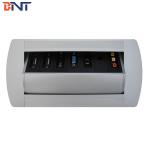 Silver Desk Flip Up Power Data Jack Supply For Company Training Room