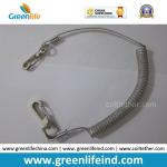 Transparent Clear Plastic PU Stainless Steel Core Coiled Tether Rope for sale