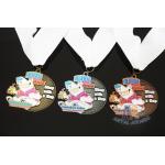 Soft Enamel Sports Medals And Ribbons With Black Nicekl Plating , Sublimated Ribbon for sale