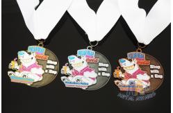 China Soft Enamel Sports Medals And Ribbons With Black Nicekl Plating , Sublimated Ribbon supplier