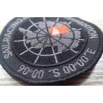 Washable Black Polyester Custom Clothing Patches / Adhesive Embroidered Patches