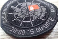China Washable Black Polyester Custom Clothing Patches / Adhesive Embroidered Patches supplier
