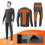 Winter Electric Heated Underwear Set Fleece Thermal Tops Pants Ski Heating Body Suit for sale