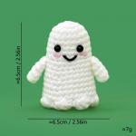 Wholesale OEM Custom Halloween Crochet Ghost Doll Handmade Knitted Positive Ghost Amigurumi With Witch Hat & Funny Message Card for sale