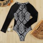 Ladies One Piece Swimsuit long sleeve Bikini  Metal Chain Swimsuit Beach Halter Swimsuit  UPF protection snack picture for sale