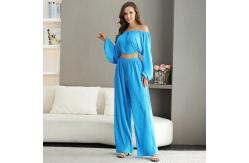 China Polyester Women's Two Piece Jumpsuit Ruched Lantern Sleeve supplier