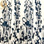 Navy Blue 3D Floral Embroidery Lace Fabric For Evening Party Dress for sale