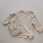 Children'S Toddler Ribbed Long Sleeve Trousers Solid Colour for sale