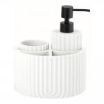 White Polyresin Kitchen Utility Caddy For Bathroom Countertop Utensil Caddy With Swirl Stripe for sale