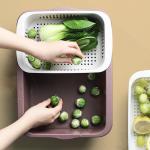 OEM ODM Rectangle Double Plastic Drain Basket Save Space Green