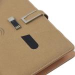 Customized Multifunctional Business Hardcover Smart Powerbank Pu Loose Leaf Wireless Charging Notebook