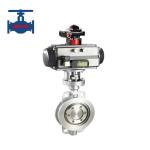 Pneumatic Actuator Driven Cast Steel Stainless Steel Wafer Type Triple Eccentric Butterfly Valve for sale