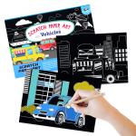 Vehicles Patterned Rainbow Magic Scratch Paper 12pcs for Easter Party Game Birthday