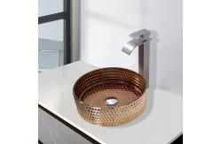 China Smooth Glass Wash Basin With Mounting Hardware Countertop Sink Round Shape supplier