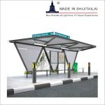 China Standing Up Solar Bus Stop Shelter With LED Advertising Billboard for sale