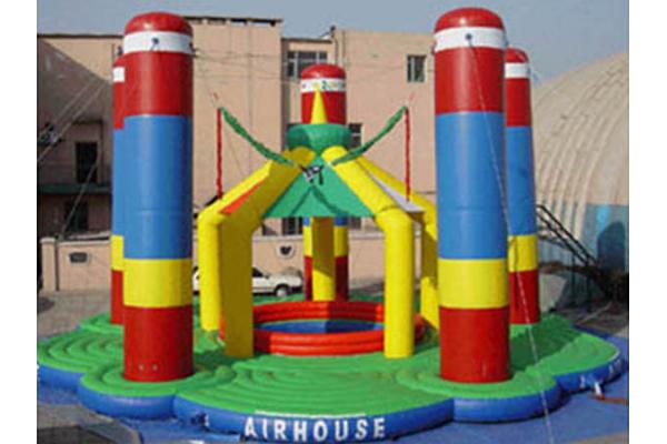 Flame / UV Resistant Airhouse Inflatable Bungee Trampoline , Inflatable Amusement Park