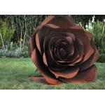 Rose Flower Corten Steel Sculpture , Rusted Metal Garden Sculptures for sale