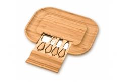 China Fancy Bamboo Cheese Board Set No Plastic With Cutlery In Slide - Out Drawer supplier