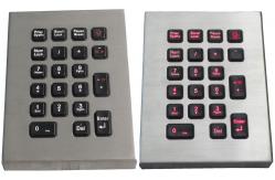 China IP65 21 key marine keyboard , stainless steel keyboard with red backlight supplier