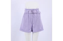 China Sweet Cotton Short Pants Anti Wrinkle Korean Casual Pants With Belt supplier