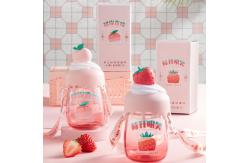 China Strawberry Peach Style Coffee Tea Water Cup Glass Bottles Gift For Women Girls supplier