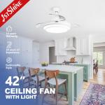 42 Inch LED Ceiling Fan with Hidden Blades and Metal Acrylic Material by 1stshine for sale