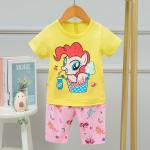 Summer 3 years Cotton Pyjama Set 100cm Height breathable Short Sleeve Pajamas for sale