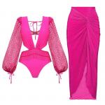Summer Three Piece Swimwear with Regular / Wire Free Support Type for sale
