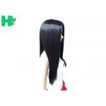 Side Bang Black Long Synthetic Wigs High Temperature Fiber Material For Young Women for sale