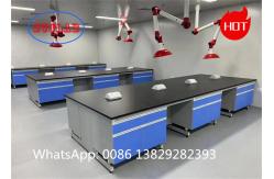 China Customized  Chemical Lab Workbench Supply with Steel C-frame and Multiple Cabinets supplier