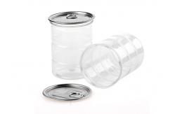 China Heat Protection Clear Plastic Cylinder PET Easy Open Lid Canned Package supplier