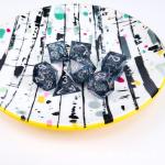 Blue -gray glitter liquid natural resin multi -face dice suite dragon and dungeon dnd dice for sale