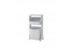 China Reusable High 79cm 2 Tier Plastic Laundry Basket With Wheels supplier