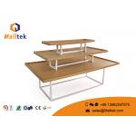 Metal Frame Wooden Display Shelves Printed Logo Small Wooden Display Stands for sale