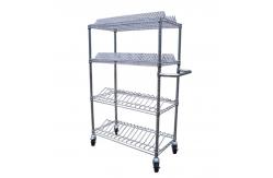 China ESD Rack 4 Wire Shelves Chrome Shelf Trucks Antistatic Chrome Plates Wire Trolley supplier