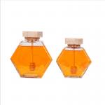Wooden Dripper Heat Resistant Hexagon Glass Honey Jar for sale
