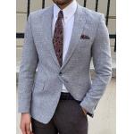 Knitted Grey Purple Business Casual Suit Jacket For Gentlemen for sale
