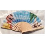 Hand Held Folding Hand Fans With Natural Wooden Ribs And Fabric or paper Cover , size 23cm for sale