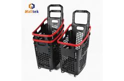 China Customized Logo Plastic 4 Wheels Supermarket Store Basket Trolley supplier