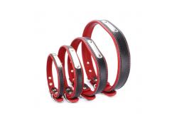 China Adjustable PU Leather Dog Collars Custom Pet Collar Leash supplier
