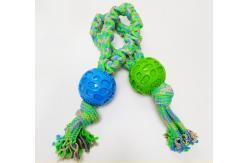 China Non Toxic Dog Ball Green Dog Rope Toy For Aggressive Chewers 34cm supplier