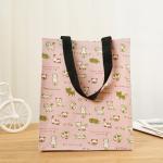 Degradable Pink Kitten Floral Canvas Shopping Totes Strong Reusable Shopping Bags for sale