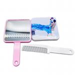 Plastic Sublimation Hand Mirror With Hair Comb Custom Cosmetic Makeup Portable Pocket Mirror for sale