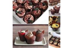 China Brown Greaseproof Paper Baking Mold Cupcake Muffin Liner Tulip Cup Wood Pulp supplier